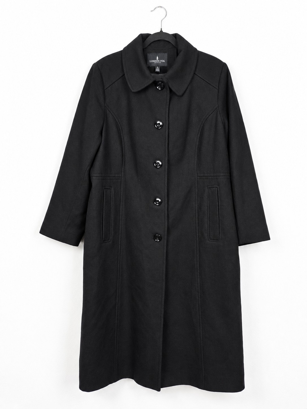 London Fog 1X Black Wool Blend Long Coat Plus Size Old Money Quiet Luxury Winter